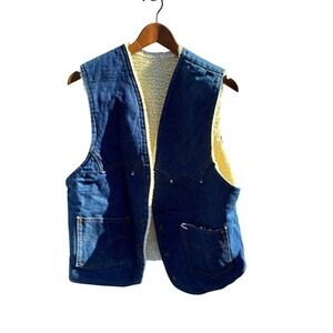 Sherling lined Western Denim Vest, approximate Size‎ L, Blue